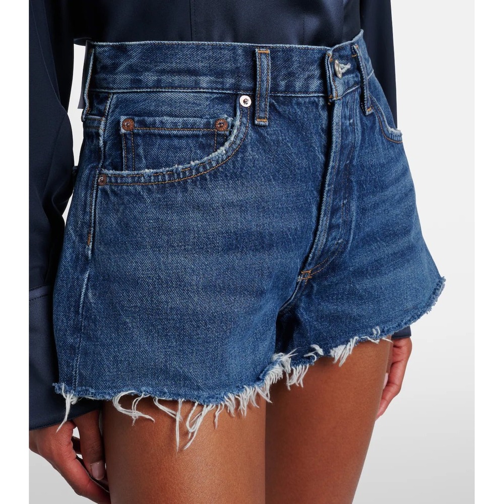 AGOLDE Parker High Rise Distressed Denim Shorts Blue Size 26